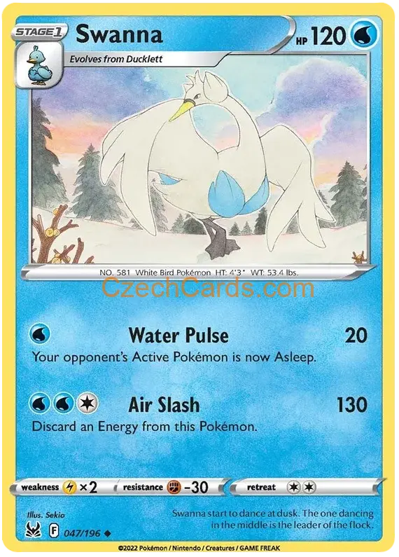 Swanna 47/196 Pokémon Lost Origin Uncommon