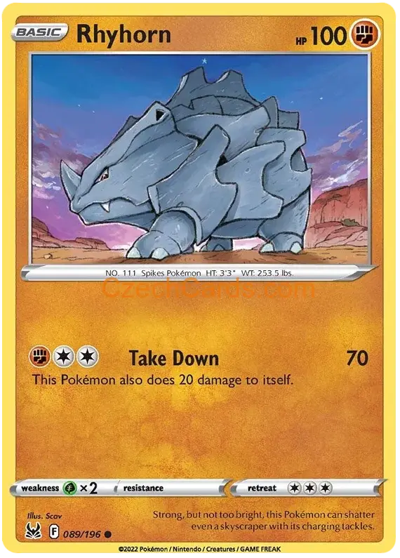 Rhyhorn 89/196 Pokémon Lost Origin Common