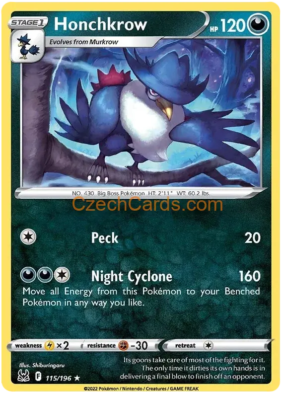 Honchkrow 115/196 Pokémon Lost Origin Rare