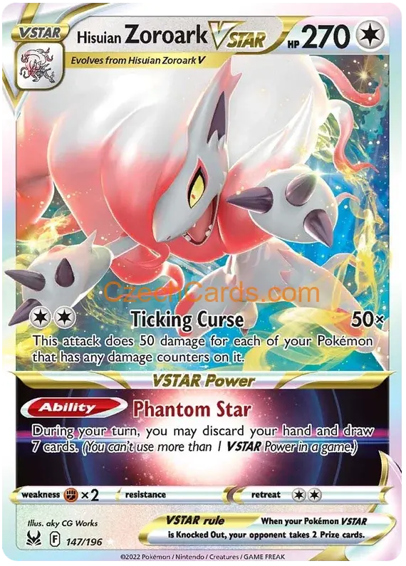 Hisuian Zoroark VSTAR 147/196 Pokémon Lost Origin Ultra Rare