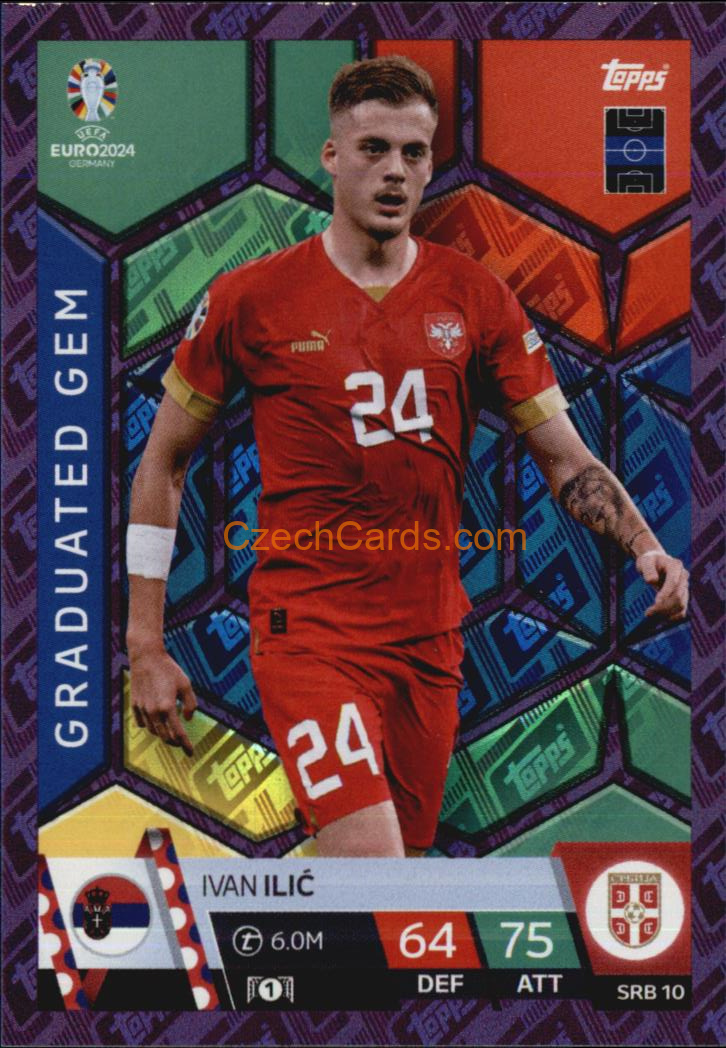 Ivan Ilić 2024 EURO Match Attax Graduated Gem Purple Parallel #SRB10