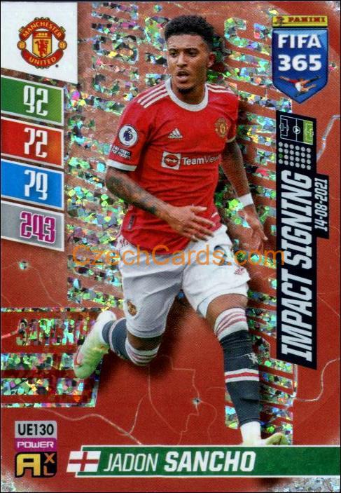 Jadon Sancho 2022 Panini Adrenalyn XL Fifa 365 Impact Signing #UE130