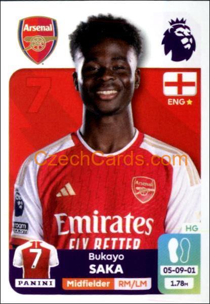 Bukayo Saka 2024 Panini EPL sticker #63