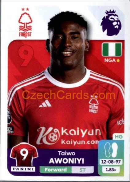 Taiwo Awoniyi 2024 Panini EPL sticker #510
