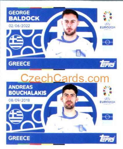 George Baldock / Andreas Bouchalakis 2024 Topps UEFA Euro sticker #GRE8-9