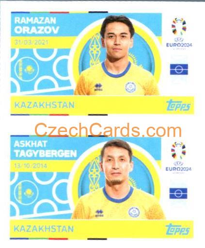Ramazan Orazov / Askhat Tagybergen 2024 Topps UEFA Euro sticker #KAZ8-9