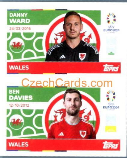 Danny Ward / Ben Davies 2024 Topps UEFA Euro sticker #WAL2-3