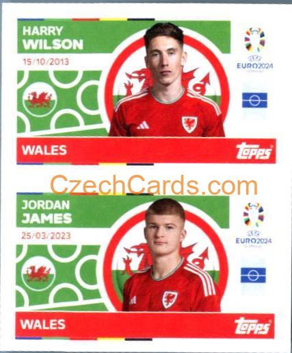 Harry Wilson / Jordan James 2024 Topps UEFA Euro sticker #WAL10-11