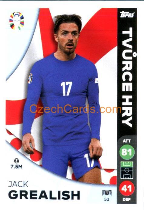Jack Grealish 2024 Topps Match Attax EURO LIDL Czech edition #53