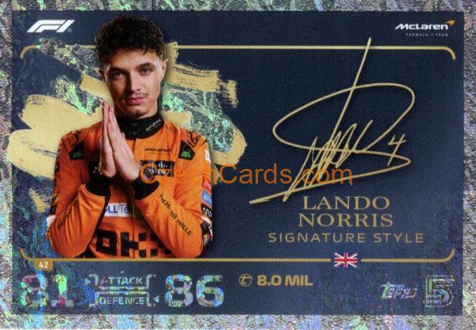 Lando Norris 2024 Topps Turbo Attax Signature Style #42