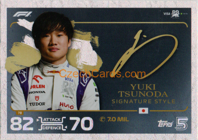 Yuki Tsunoda 2024 Topps Turbo Attax Signature Style #78