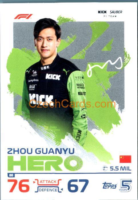 Zhou Guanyu 2024 Topps Turbo Attax #88