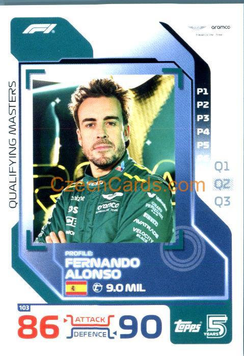Fernando Alonso Qualifying Master 2024 Topps Turbo Attax #103