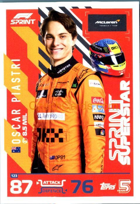 Oscar Piastri Sprint Superstar 2024 Topps Turbo Attax #123