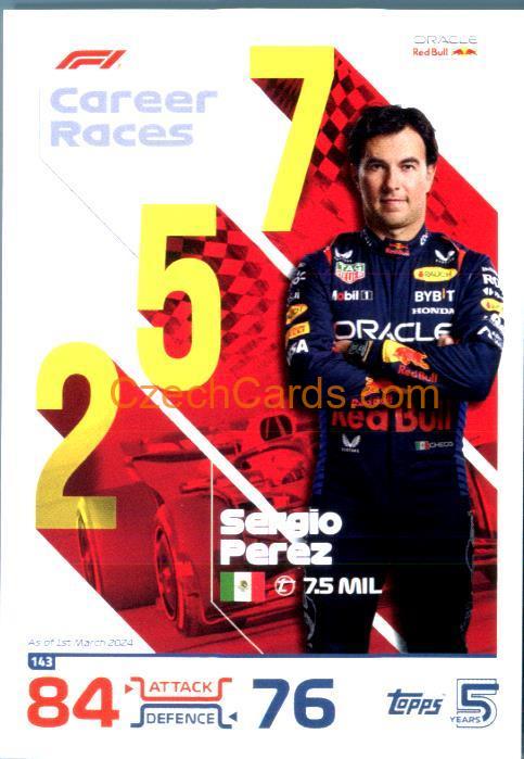 Sergio Perez Number Cruncher 2024 Topps Turbo Attax #143