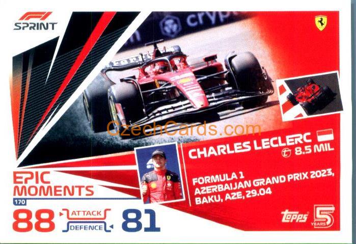 Charles Leclerc Epic Moments 2024 Topps Turbo Attax #170