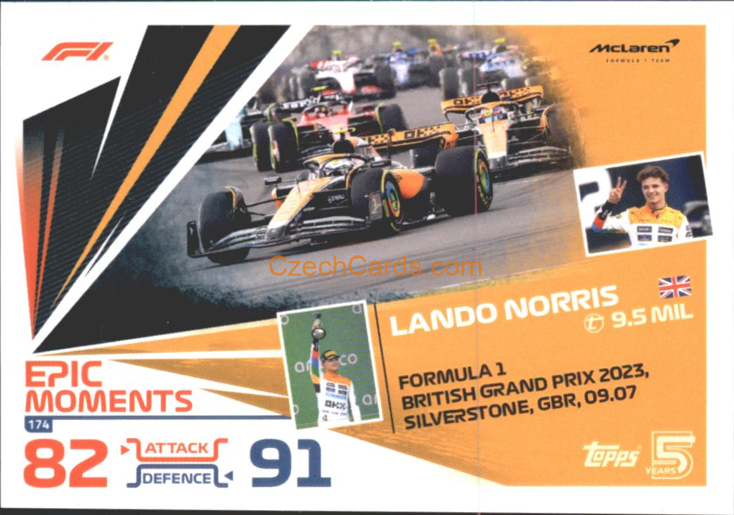 Lando Norris Epic Moments 2024 Topps Turbo Attax #174