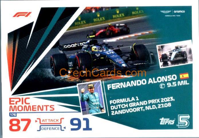 Fernando Alonso Epic Moments 2024 Topps Turbo Attax #176