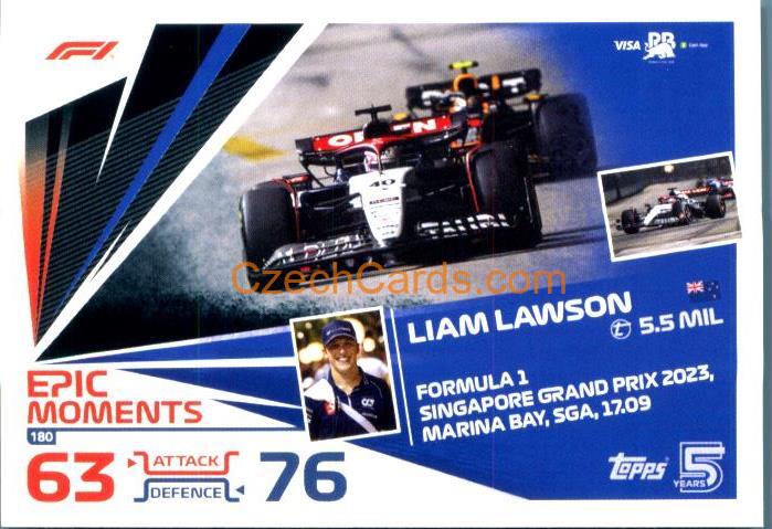 Liam Lawson Epic Moments 2024 Topps Turbo Attax #180