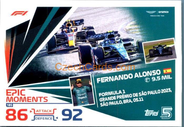 Fernando Alonso Epic Moments 2024 Topps Turbo Attax #185