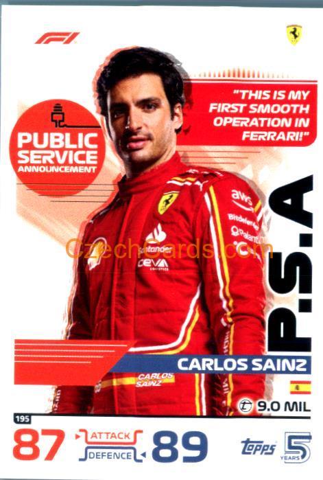 Carlos Sainz Public Service Announcement 2024 Topps Turbo Attax #195