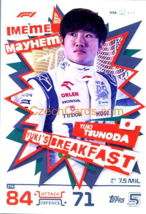 Yuki Tsunoda Meme Mayhem 2024 Topps Turbo Attax #214