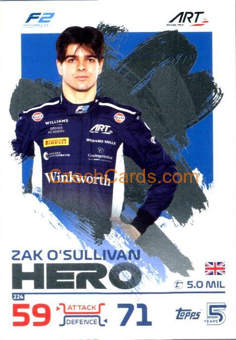 Zak O'Sullivan F2 Hero 2024 Topps Turbo Attax #224