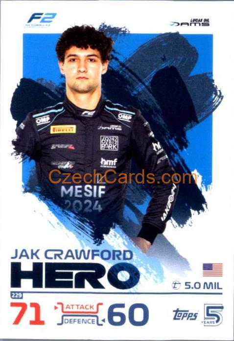 Jak Crawford F2 Hero 2024 Topps Turbo Attax #229