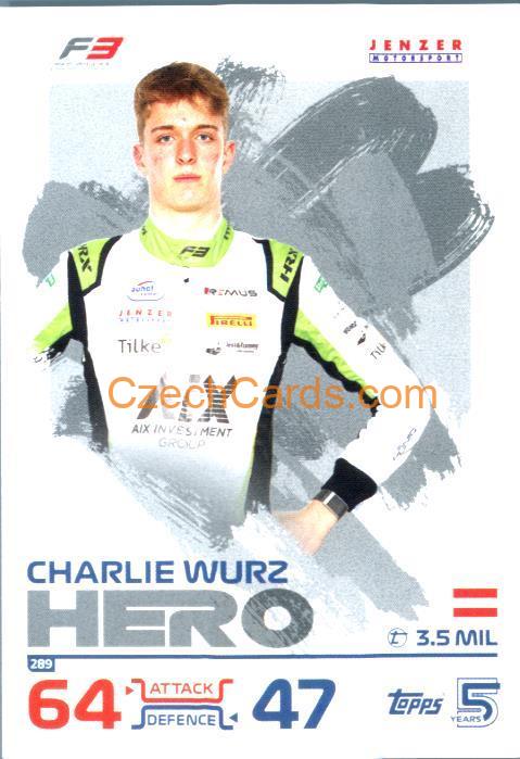 Charlie Wurz F3 Hero 2024 Topps Turbo Attax #289
