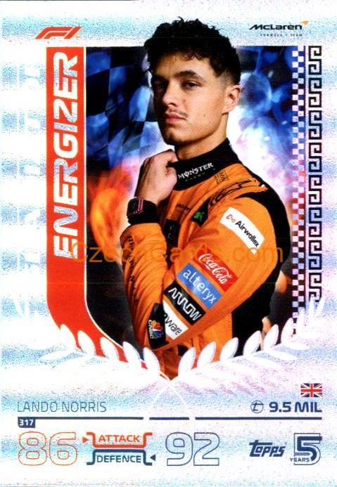 Lando Norris F1 Gladiator 2024 Topps Turbo Attax #317