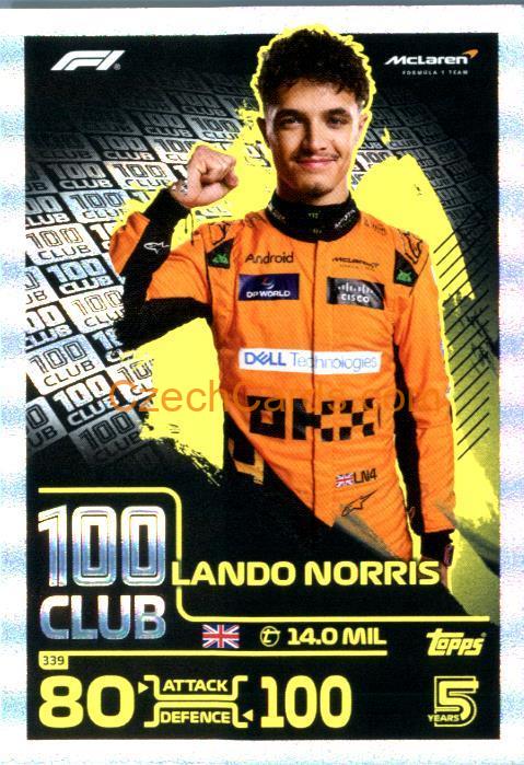 Lando Norris 100 Club 2024 Topps Turbo Attax #339
