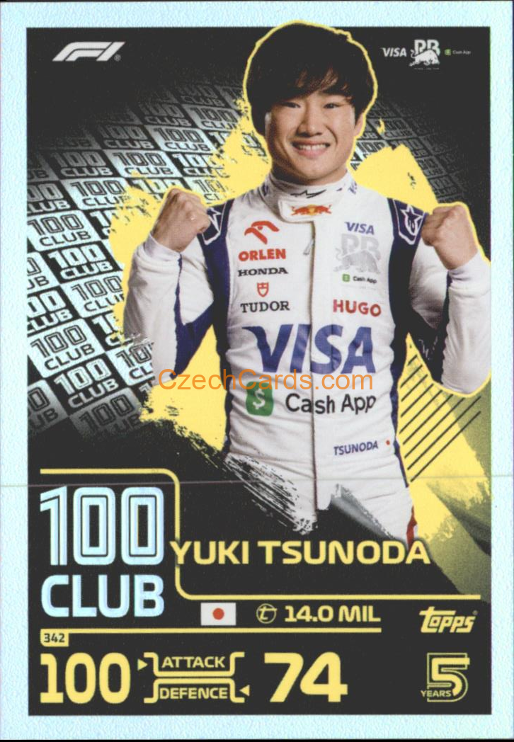 Yuki Tsunoda 100 Club 2024 Topps Turbo Attax #342