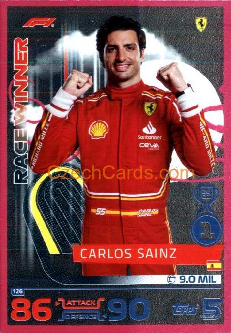 Carlos Sainz F1 Race Winner 2023 2024 Topps Turbo Attax Purple Parallel #126