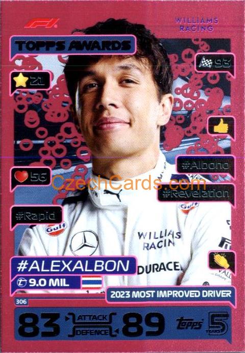 Alex Albon Topps Awards 2024 Topps Turbo Attax Purple Parallel #306