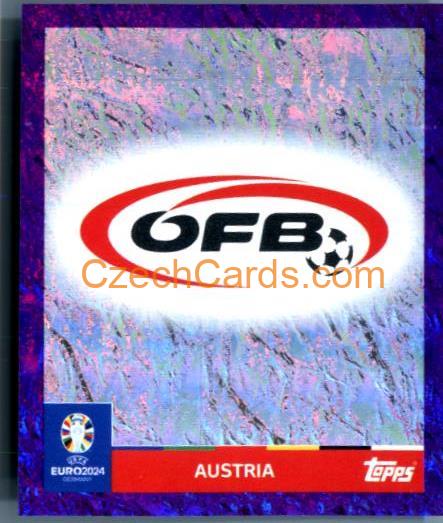 Emblem Austria 2024 Topps UEFA Euro sticker foil purple #AUT1