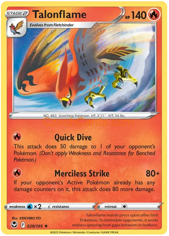 Talonflame 029/195 rare Pokémon Card