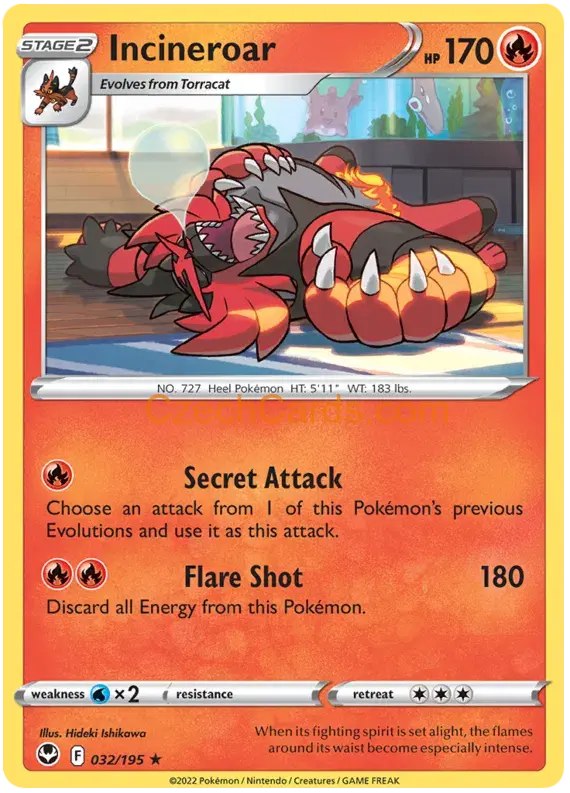 Incineroar 032/195 rare Pokémon Card