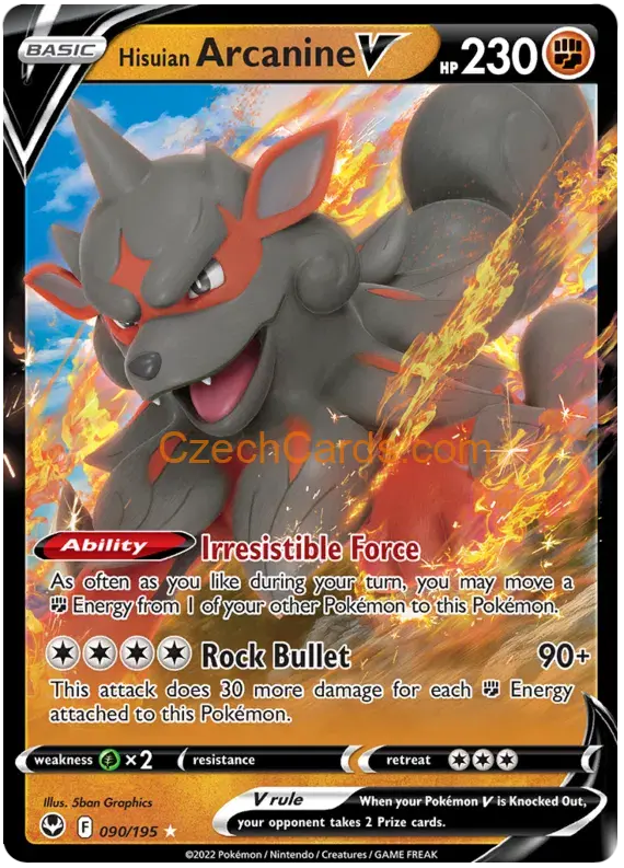 Hisuian Arcanine V 090/195 rare Pokémon Card