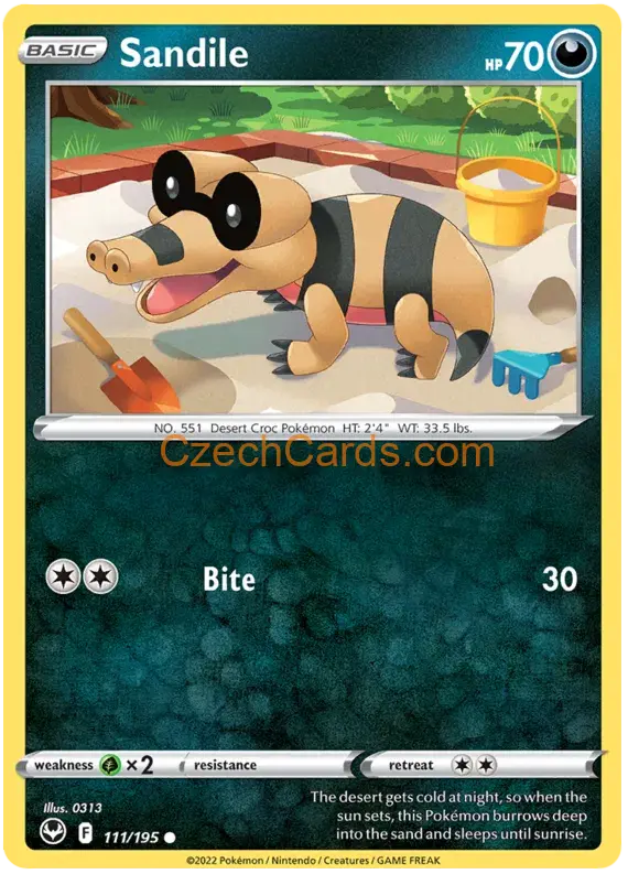 Sandile 111/195 common Pokémon Card