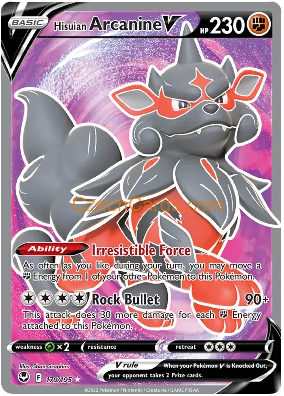 Hisuian Arcanine V 179/195 ultra rare Pokémon Card