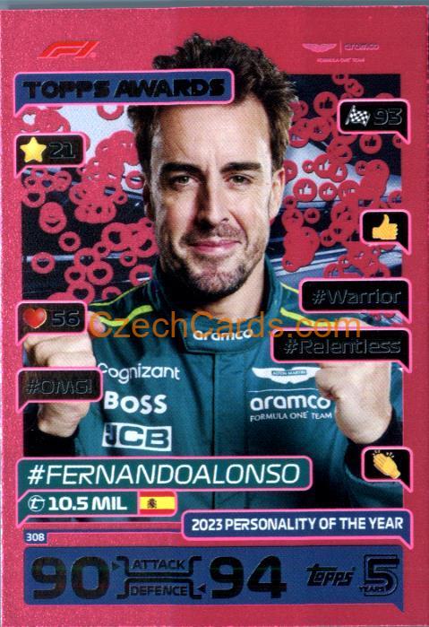 Fernando Alonso Topps Awards 2024 Topps Turbo Attax purple #308