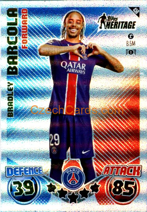 Bradley Barcola 2024/25 Match Attax Topps Heritage #450