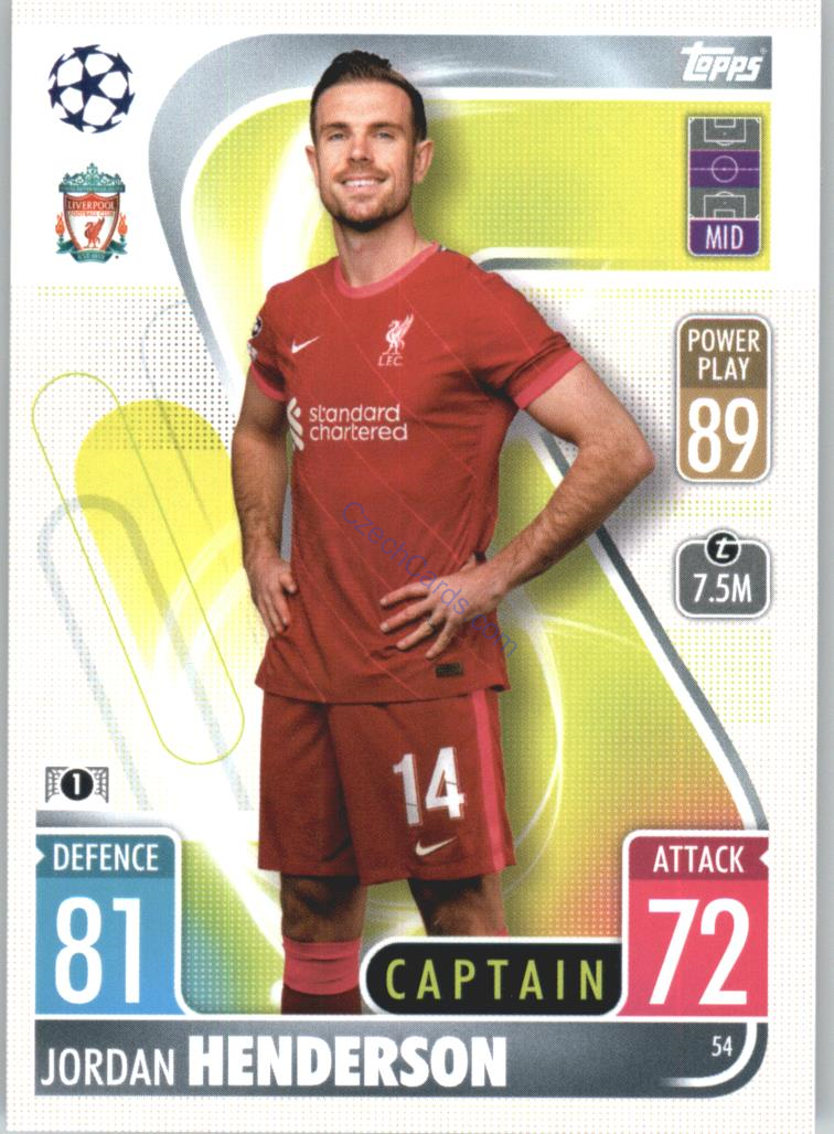 Jordan Henderson Topps Match Attax 2021/22 #54