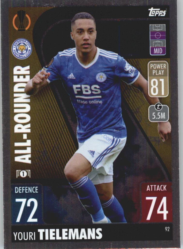 Youri Tielemans Topps Match Attax 2021/22 All-Rounder #92