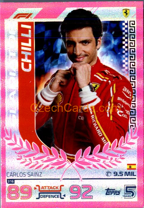 Carlos Sainz F1 Gladiator 2024 Topps Turbo Attax Purple Parallel #316