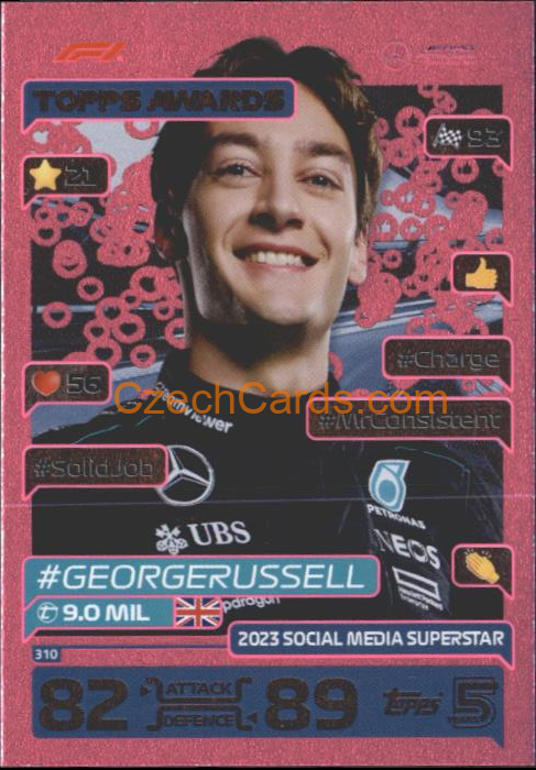 George Russell Topps Awards 2024 Topps Turbo Attax Attax Purple Parallel #310