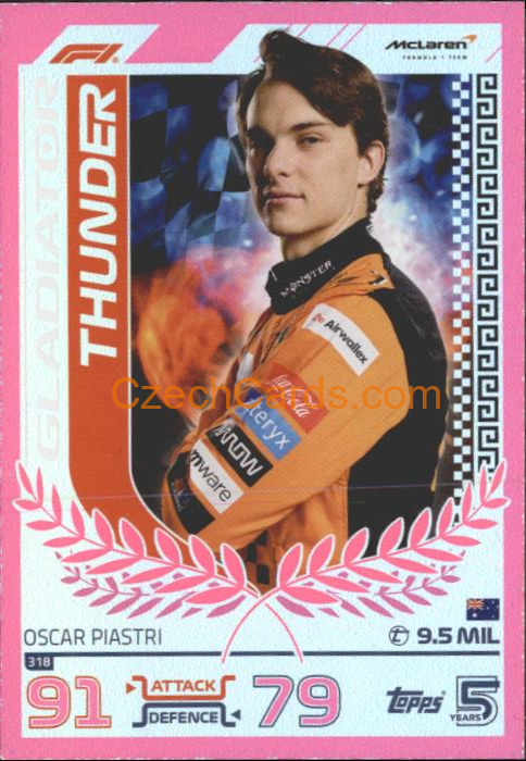 Oscar Piastri F1 Gladiator 2024 Topps Turbo Attax Attax Purple Parallel #318