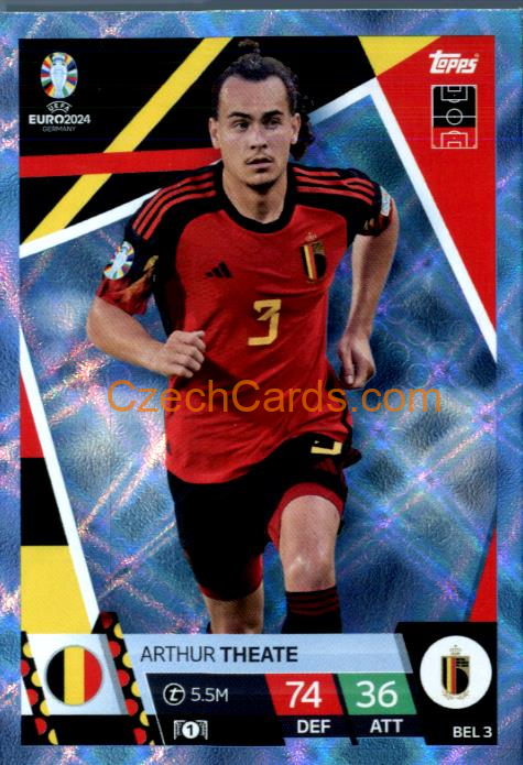 Arthur Theate 2024 EURO Match Attax Crystal Parallel #BEL3