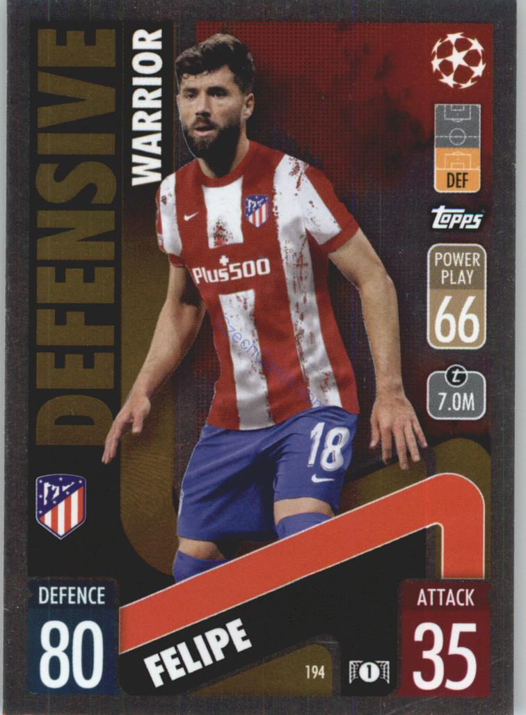 Felipe Topps Match Attax Defensive Warrior 2021/22 #194