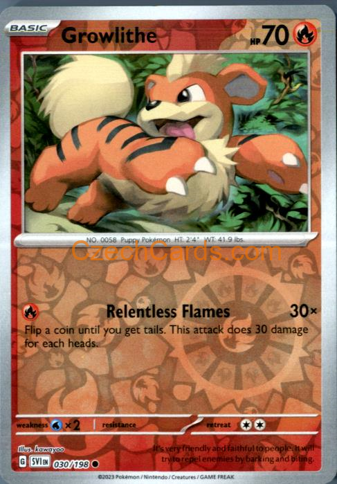 Growlithe Scarlet & Violet reverse holo #030/198